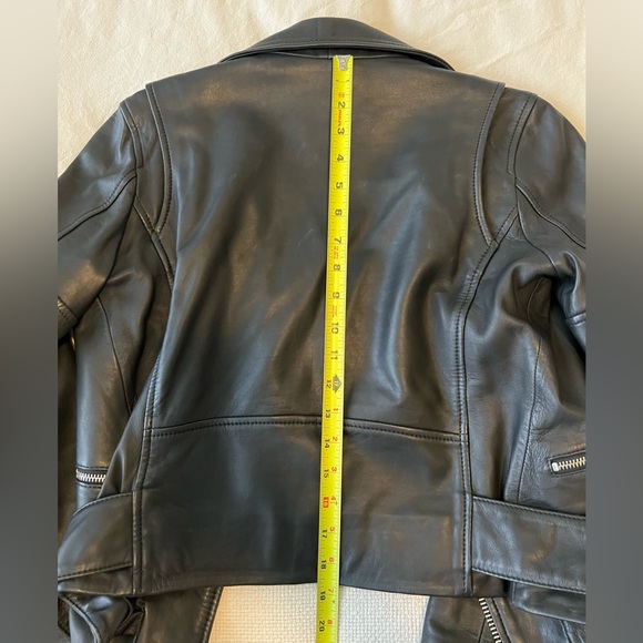 Black Genuine Leather Biker Jacket w/ Silver Hardware- Size X-Small - Picture 8 of 12